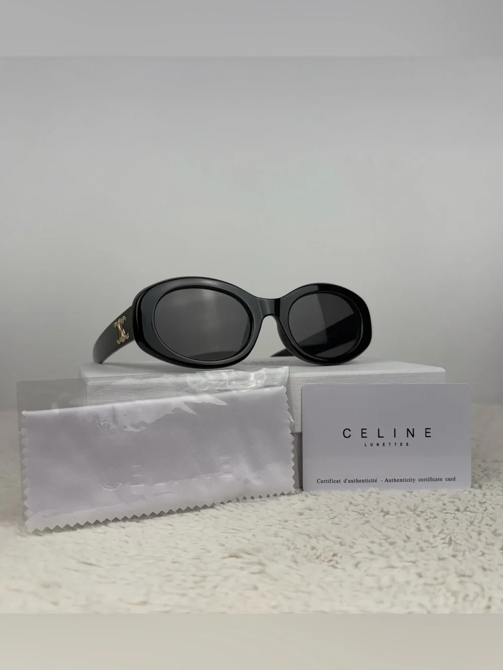 Celine Triomphe CL40194U Black Sunglasses Grey Lenses Excellent Condition
